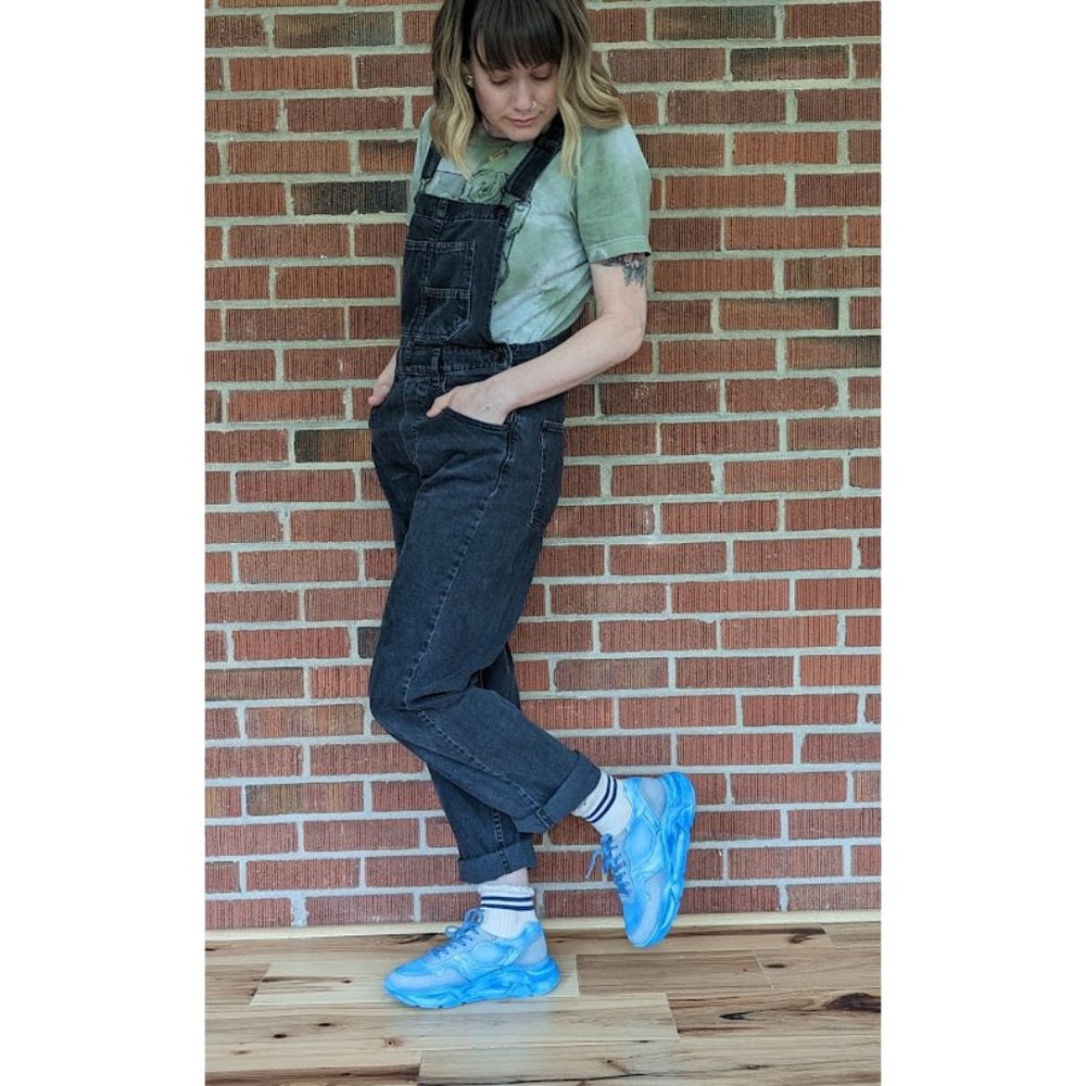 🎉LAST CHANCE🎉 FREE PEOPLE Let's Wander Washed Sneakers / Boardwalk Blue - Picture 9 of 16